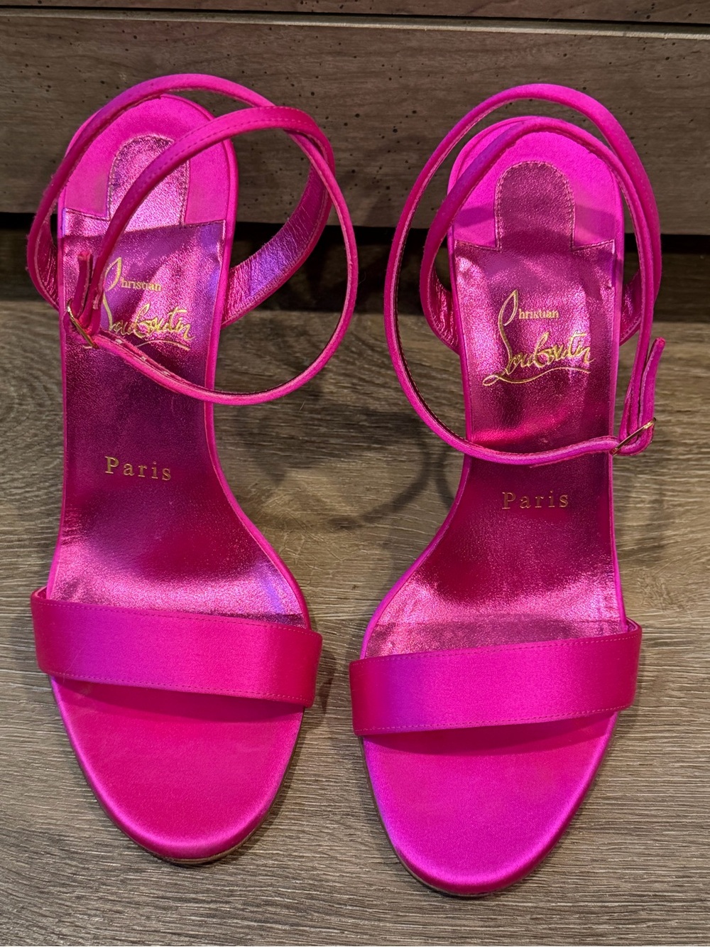 Christian Louboutin Loubigirl 100 Satin Sandals in Holly Pink